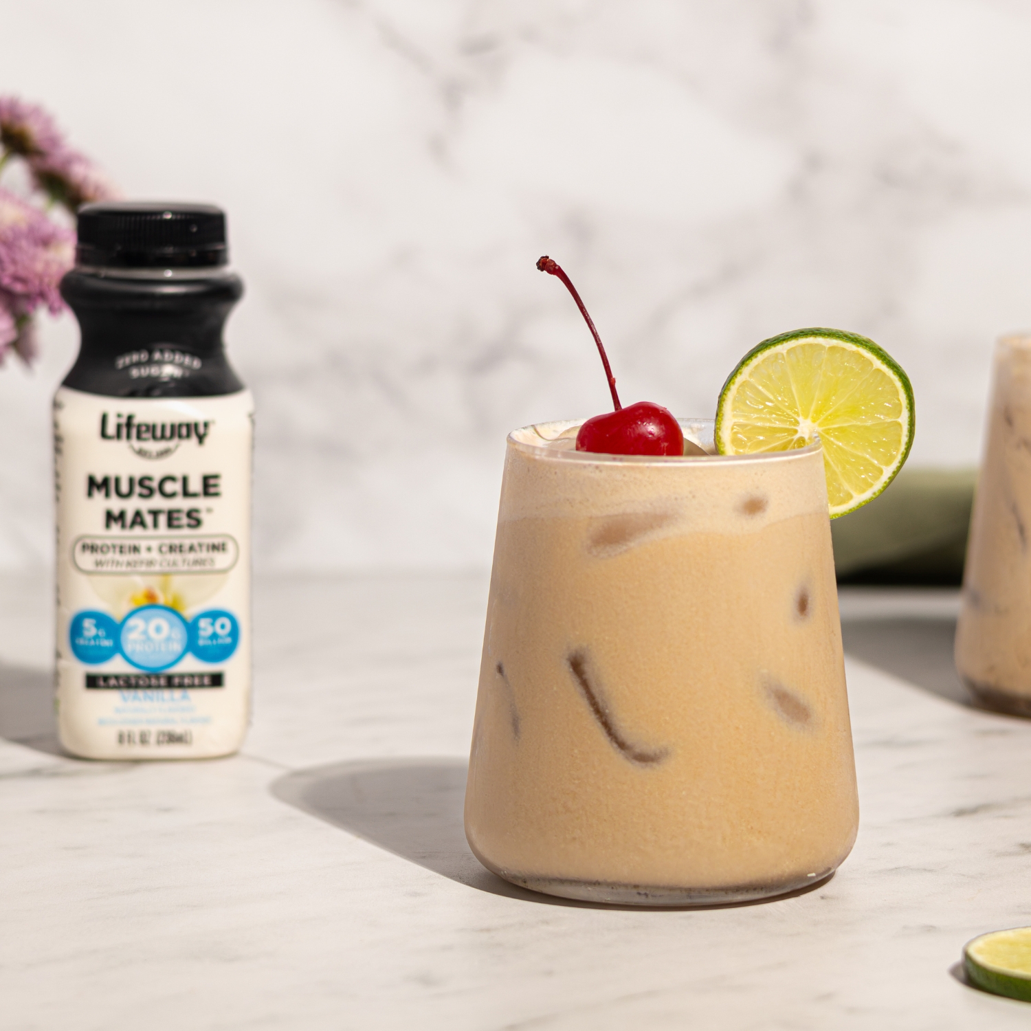 Probiotic Protein Dirty Soda Made with Lifeway Muscle Mates Kefir