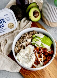 Probiotic Sweet Potato Protein Bowl made with Lifeway Farmer Cheese