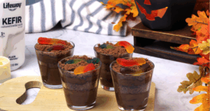 Probiotic Worms in Dirt Cups made with Lifeway Kefir