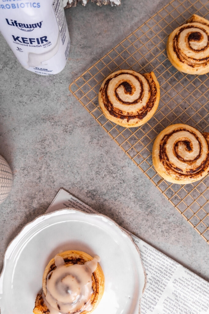 Protein Cinnamon Roll Buns made with Lifeway Kefir