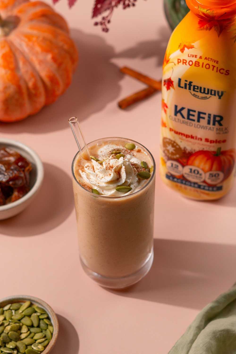 Pumpkin Chai Cappuccino Smoothie - Made with Lifeway Pumpkin Spice Kefir and Lifeway Farmer Cheese