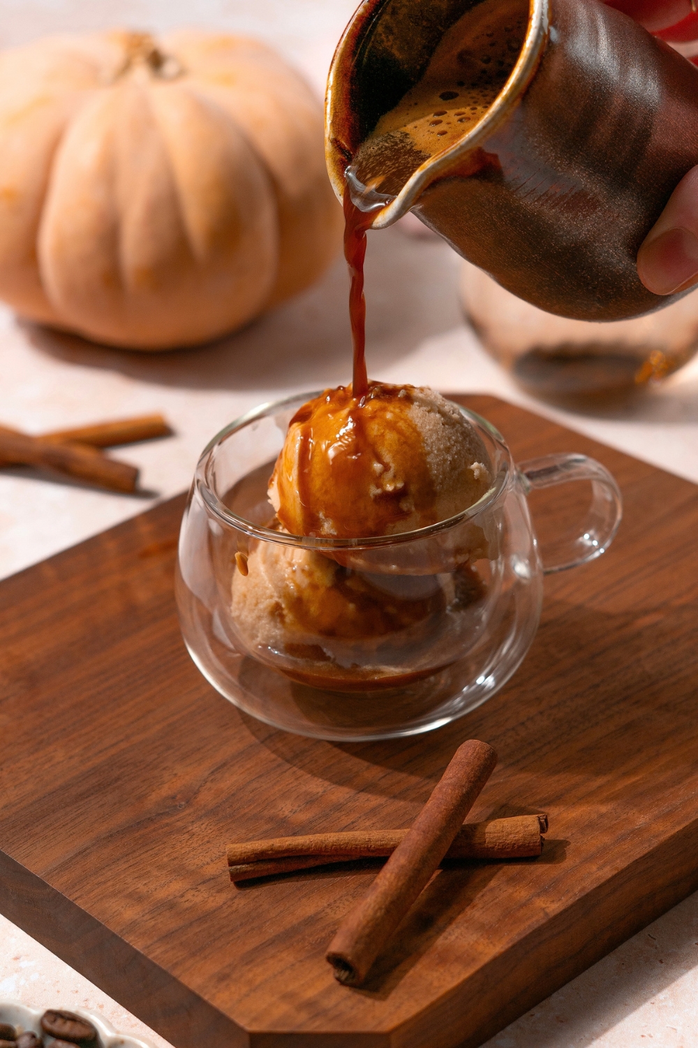 Pumpkin Spice Affogato Made with Lifeway Pumpkin Spice Kefir