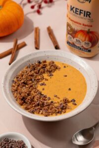 Pumpkin Spice Probiotic Smoothie Bowl Made with Lifeway Pumpkin Spice Kefir