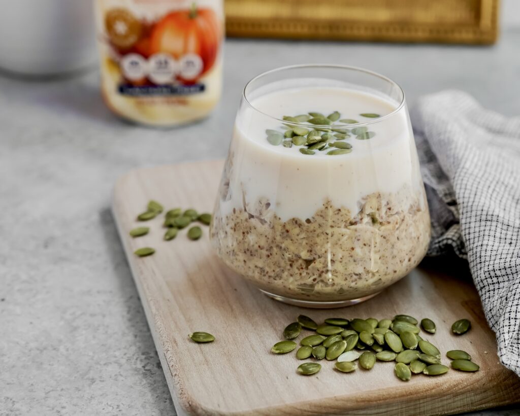 Pumpkin Spice Protein Overnight Oats made with Lifeway Kefir