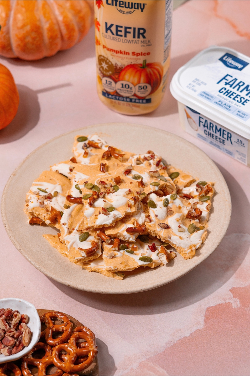Pumpkin Swirl Protein Bark with Lifeway Kefir and Farmer Cheese
