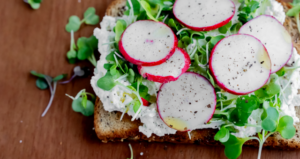 Radish and Microgreens Toast with Farmer Cheese