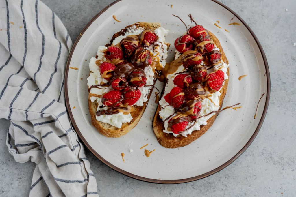 Raspberry Almond Butter Toast with Farmer Cheese