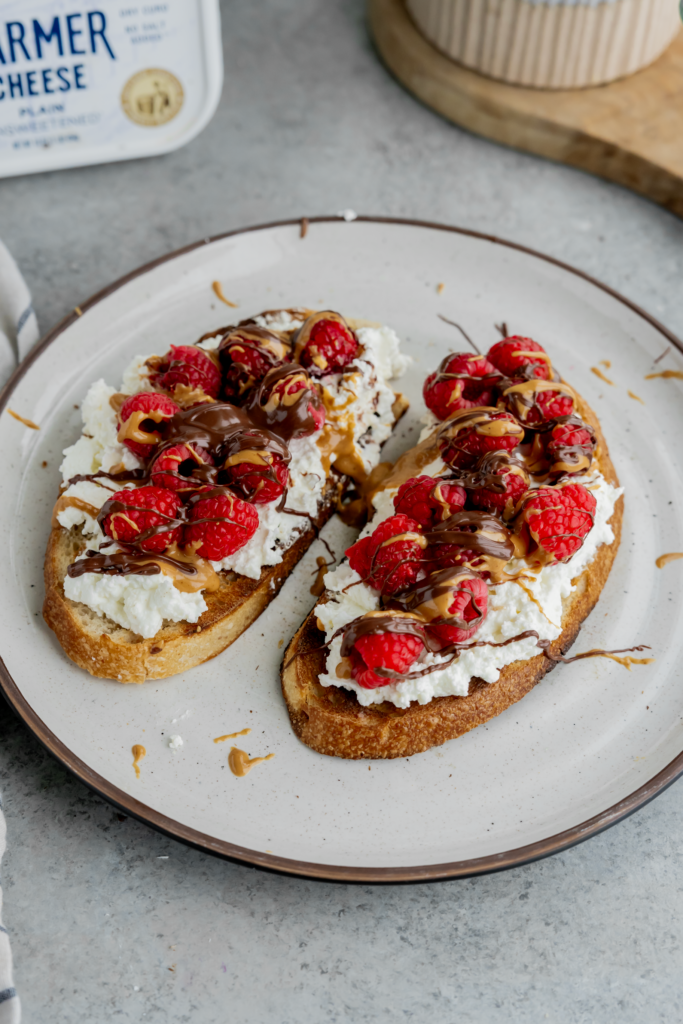 Raspberry Almond Butter Toast with Farmer Cheese