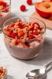 Raspberry Peach Chia Pudding made with Lifeway Kefir