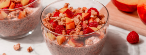 Raspberry Peach Chia Pudding made with Lifeway Kefir