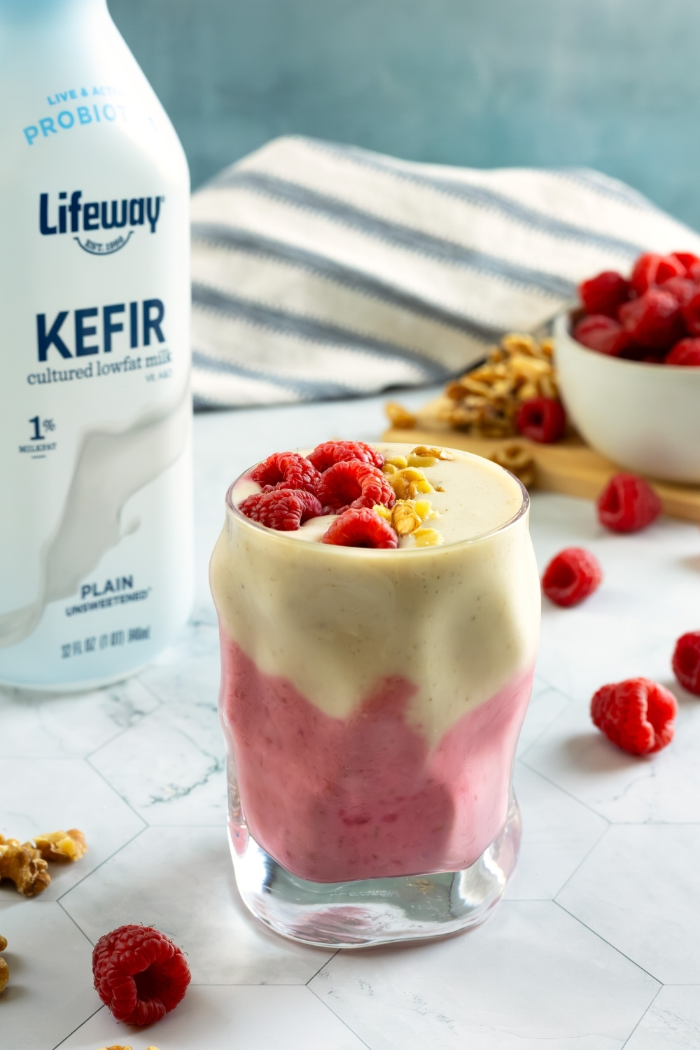 Raspberry Walnut Date Smoothie made with Lifeway Kefir