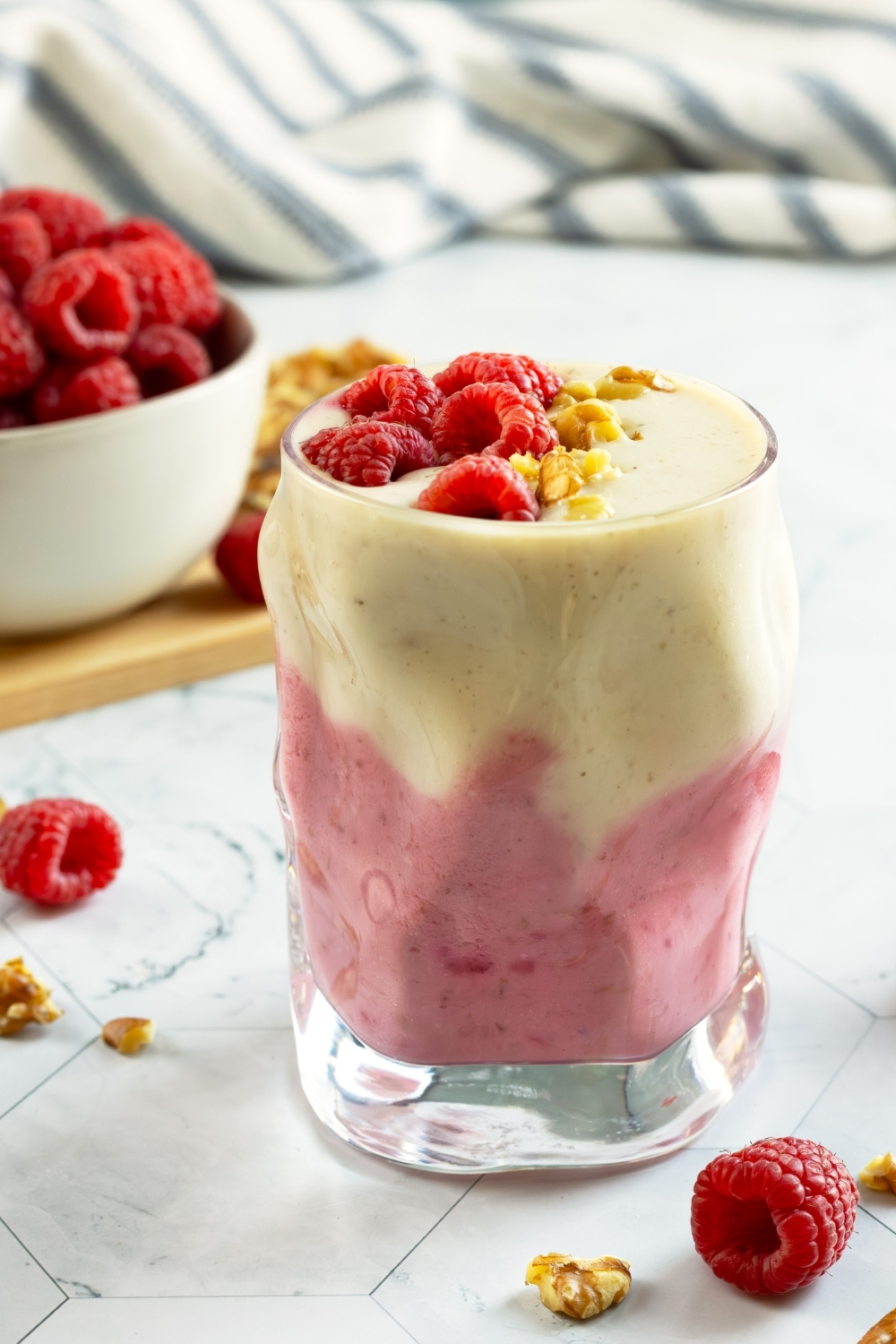 Raspberry Walnut Date Smoothie made with Lifeway Kefir 