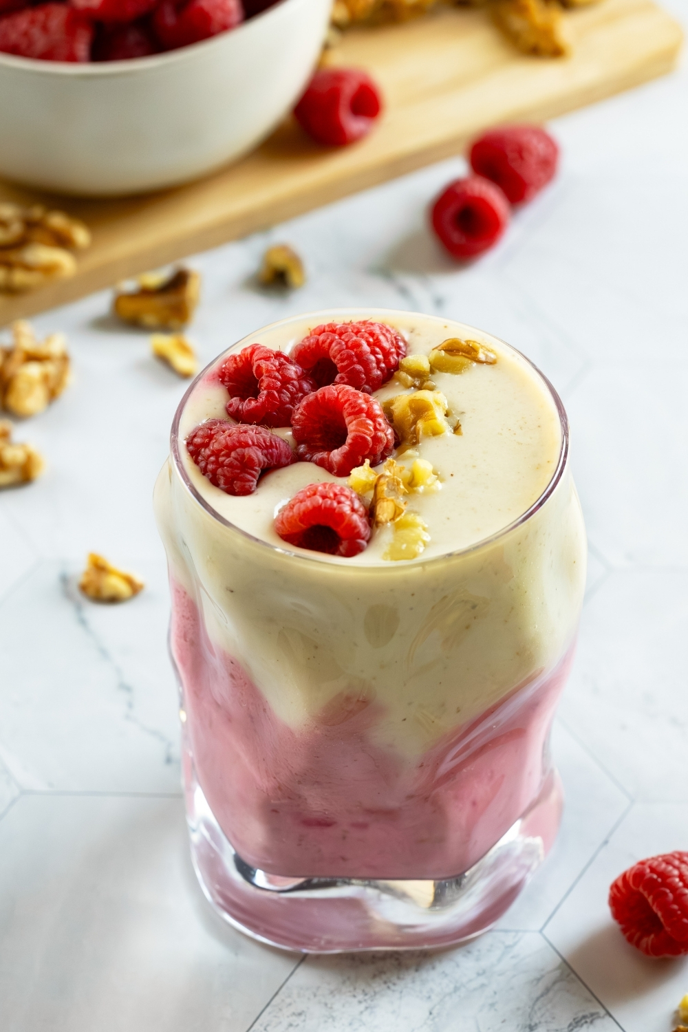 Raspberry Walnut Date Smoothie made with Lifeway Kefir 