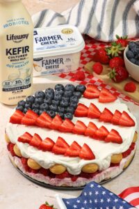Red, White, and Blue Berry Trifle Made with Lifeway Kefir and Farmer Cheese