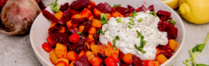 Roasted Beets and Carrots with Whipped Farmer Cheese