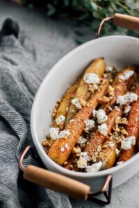 Roasted Carrots with Candied Pecans and Farmer Cheese