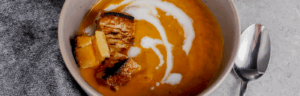 Roasted Veggie Soup with Cheese Croutons - made with Lifeway