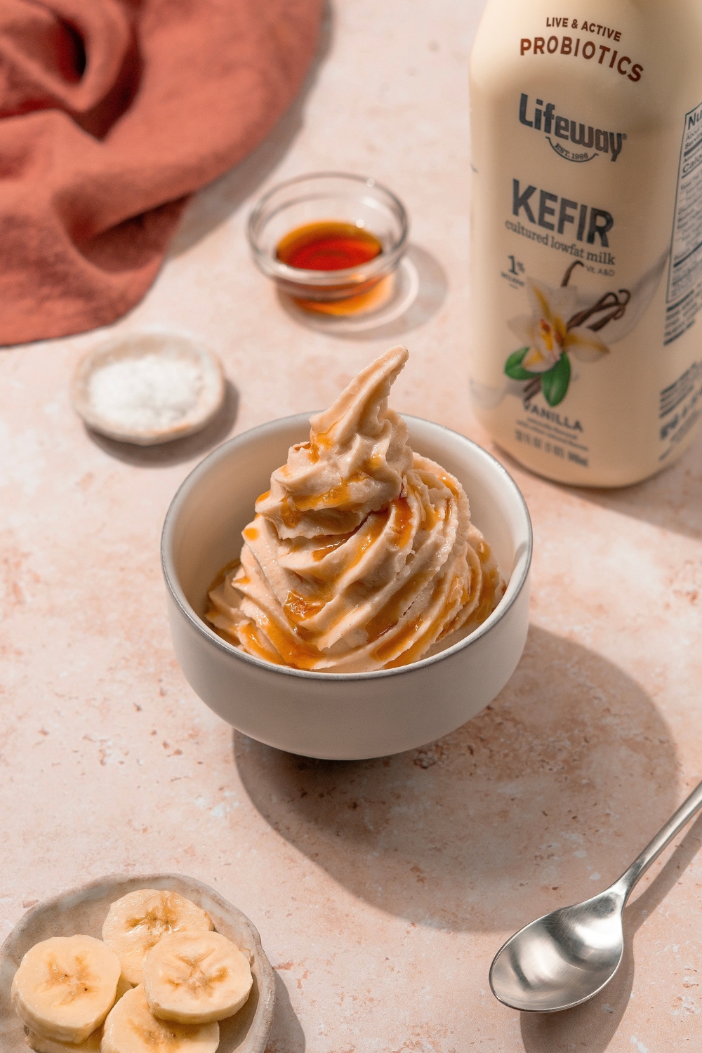 Salted Caramel Swirl Soft Serve Frozen Kefir Made with Lifeway Kefir