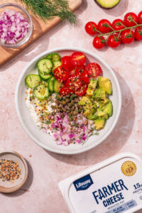 Savory Farmer Cheese Bowl made with Lifeway Farmer Cheese