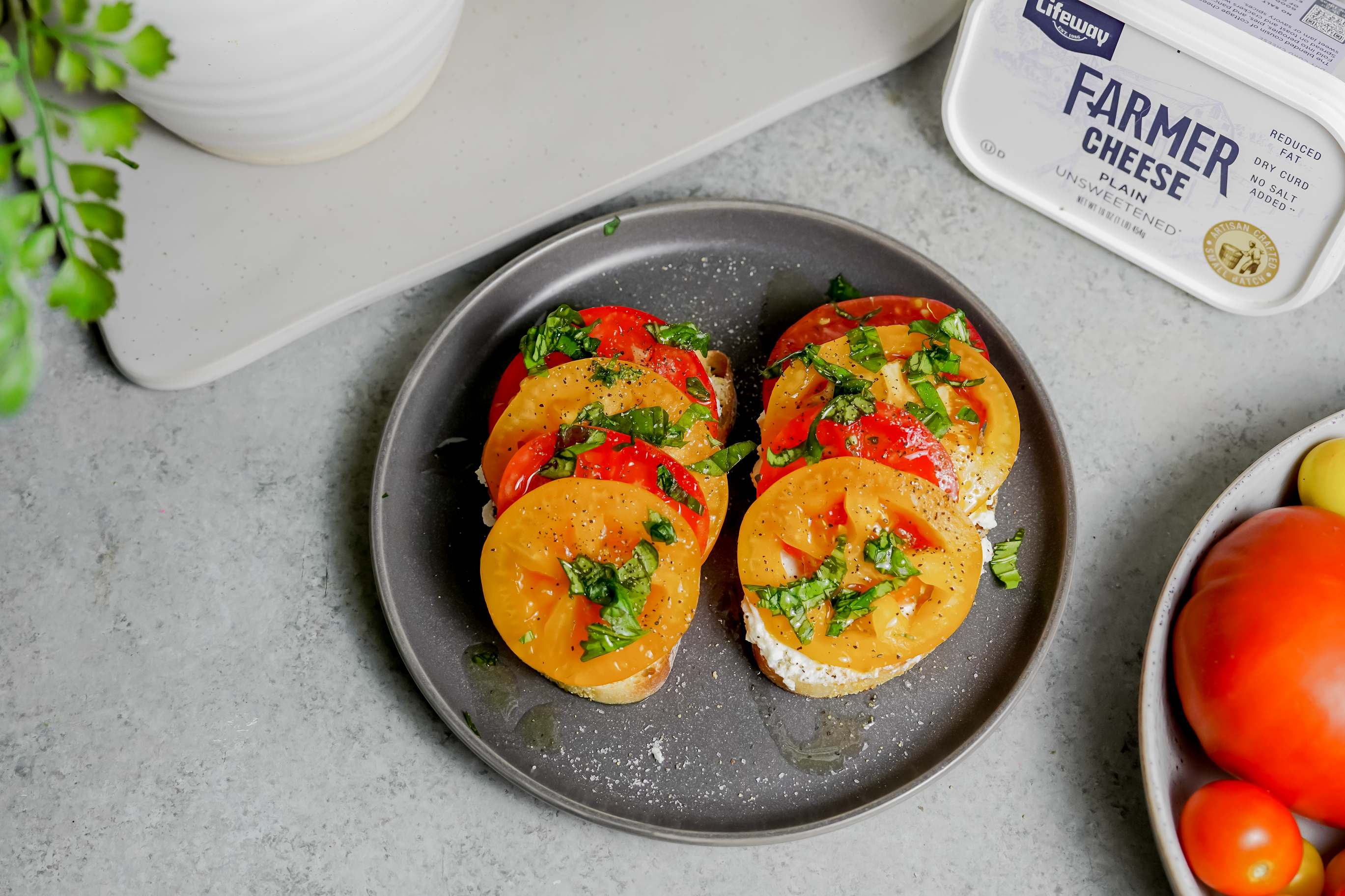 Savory Tomato Toast with Lifeway Farmer Cheese