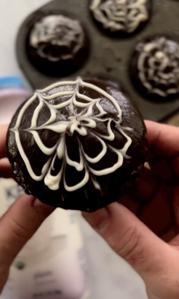 Spooky Chocolate Web Cupcakes by Lauren Baked Cake