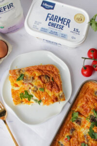 Sheet Pan Fajita Egg Bake with Lifeway Kefir and Farmer Cheese