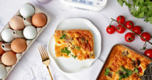 Sheet Pan Fajita Egg Bake with Lifeway Kefir and Farmer Cheese