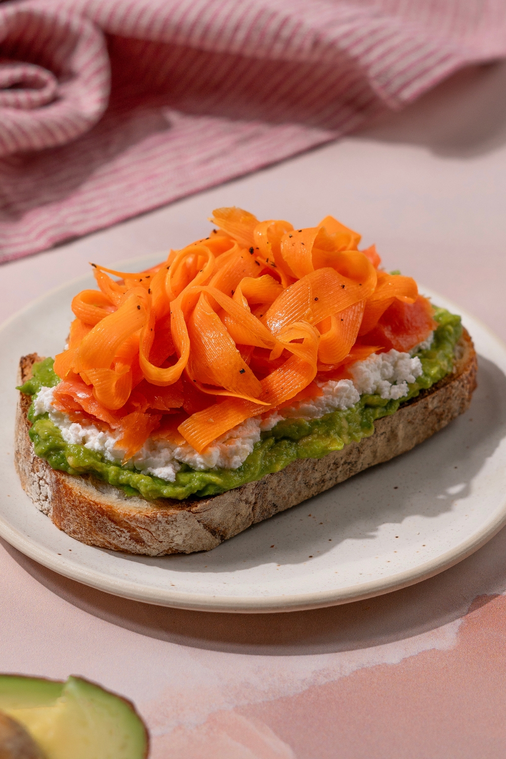 Smoked Salmon and Avocado Toast made with Lifeway Farmer Cheese