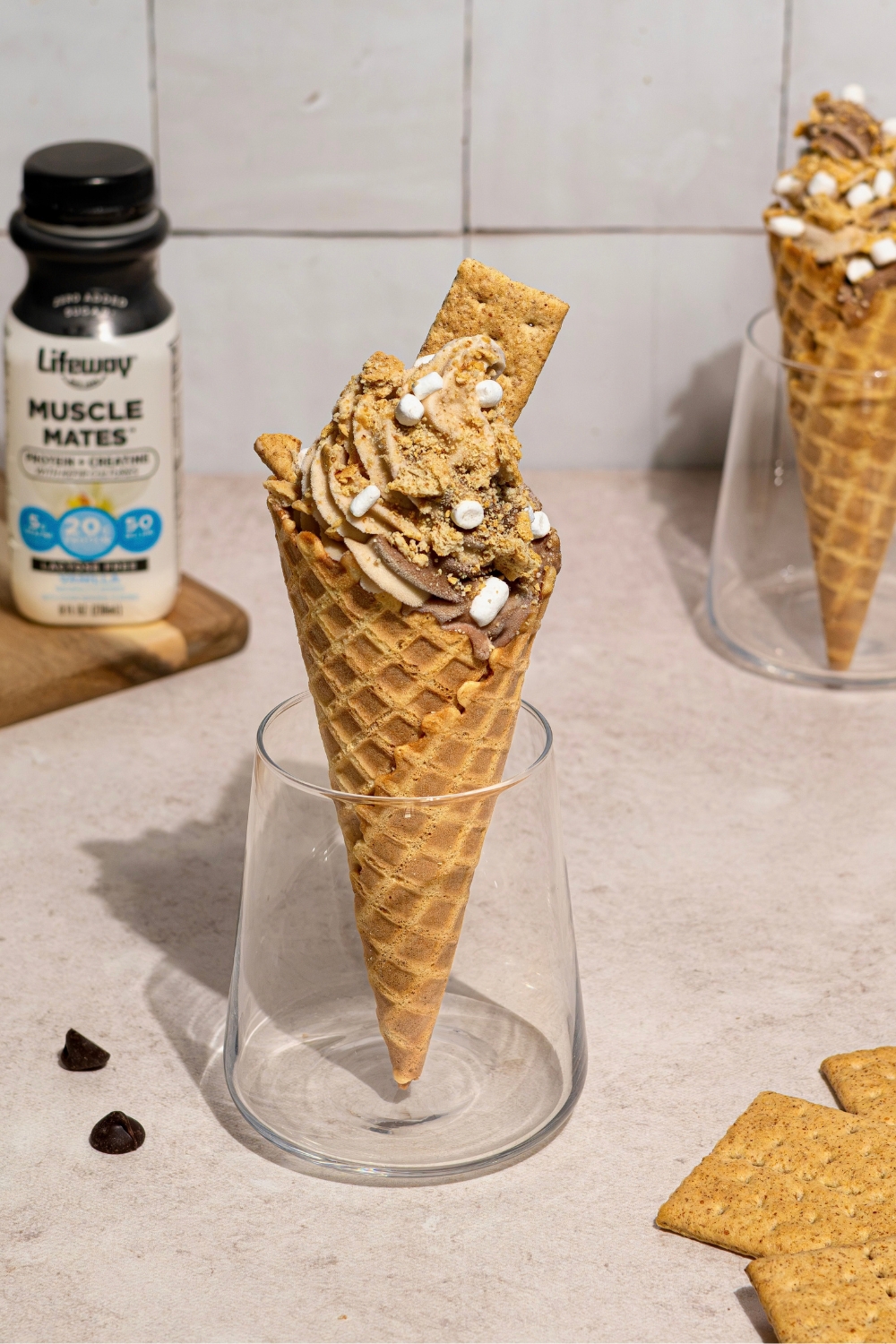 S'mores Soft Serve Frozen Kefir Made with Lifeway Muscle Mates Kefir