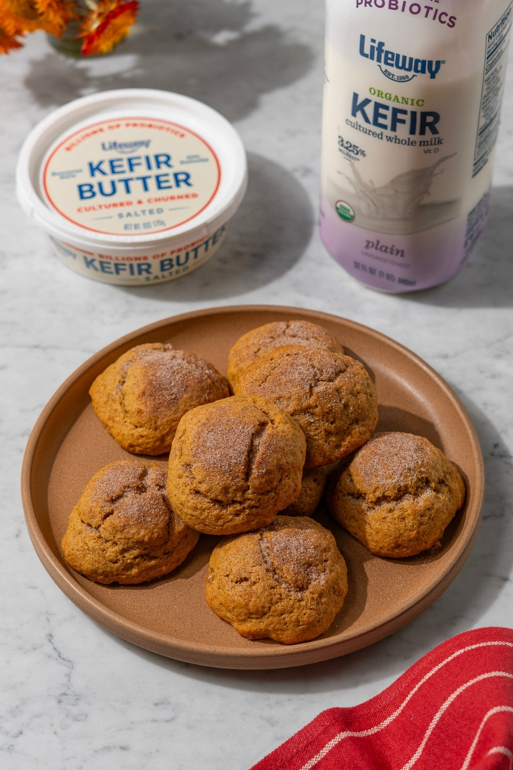 Soft Baked Pumpkin Spice Cookies - Made with Lifeway Kefir Butter and Served with Lifeway Kefir