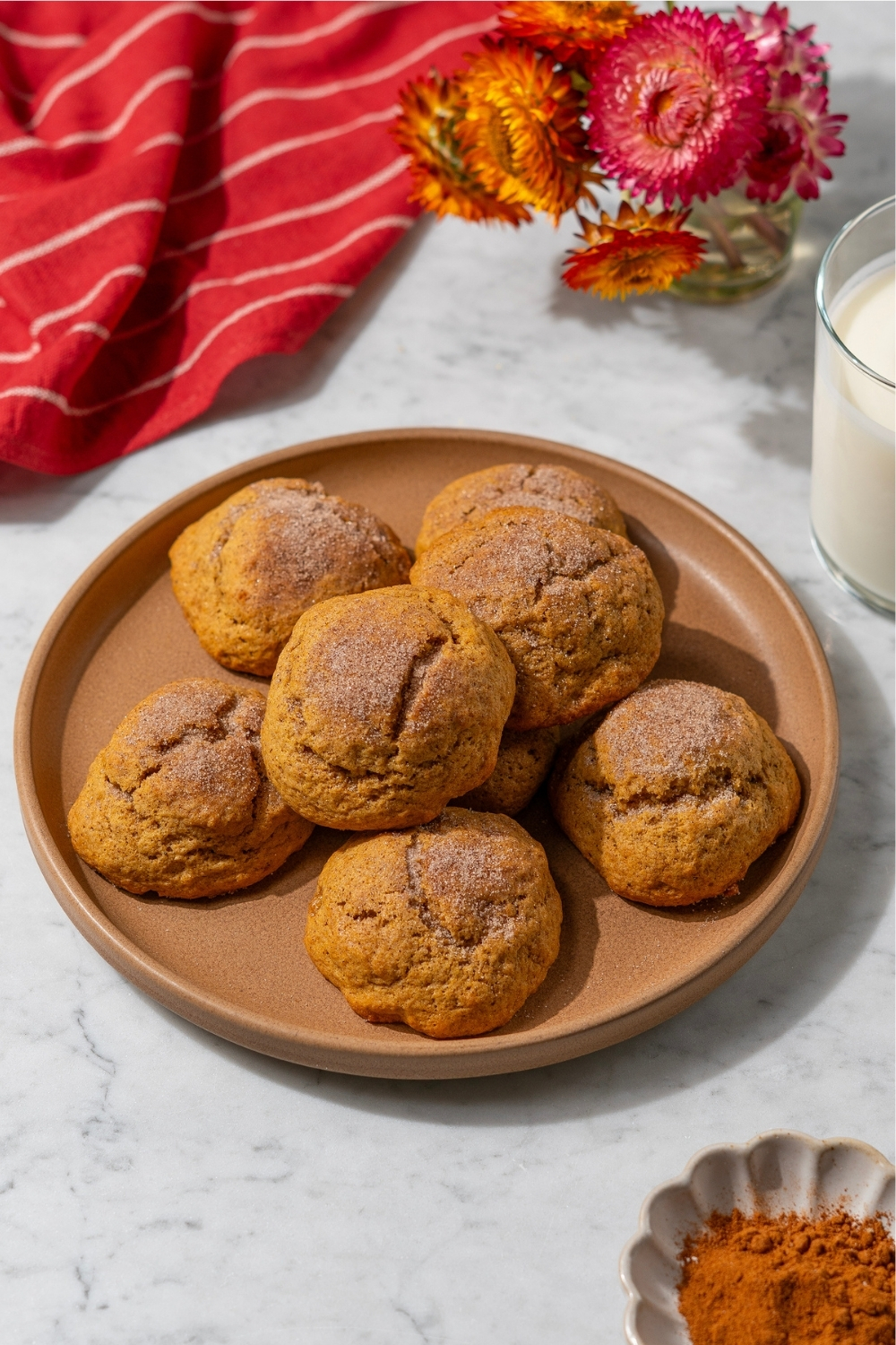 Soft Baked Pumpkin Spice Cookies - Made with Lifeway Kefir Butter and Served with Lifeway Kefir