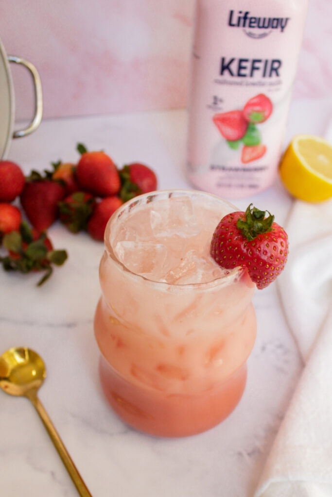 Sparkling Strawberry Lemon Kefir Soda made with Lifeway Kefir