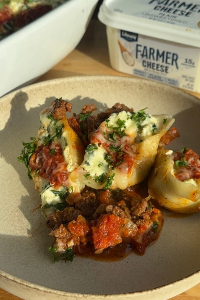 Spinach and Farmer Cheese Stuffed Shells made with Lifeway