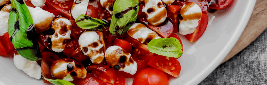 Spooky Caprese Salad made with Lifeway Farmer Cheese