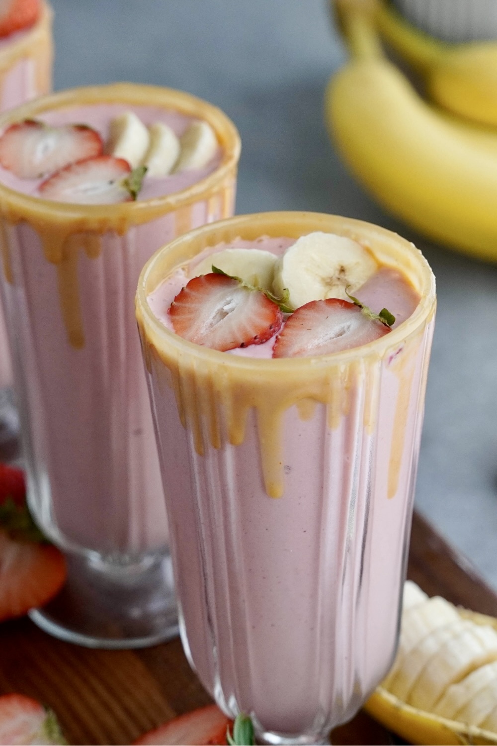 Strawberry Banana Kefir Smoothies Made with Lifeway Kefir
