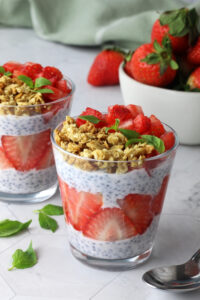 Strawberry Basil Seed Probiotic Pudding made with Lifeway
