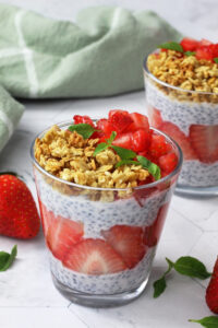 Strawberry Basil Seed Probiotic Pudding made with Lifeway