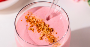 Strawberry Cheesecake Smoothie made with Lifeway Kefir and Farmer Cheese