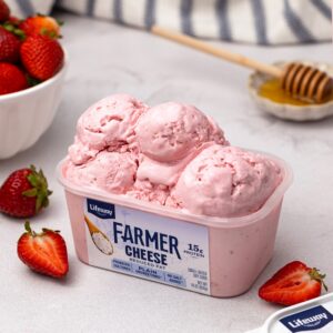 Strawberry Farmer Cheese Ice Cream made with Lifeway Kefir and Lifeway Farmer Cheese
