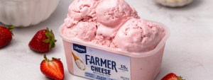 Strawberry Farmer Cheese Ice Cream made with Lifeway Kefir and Lifeway Farmer Cheese