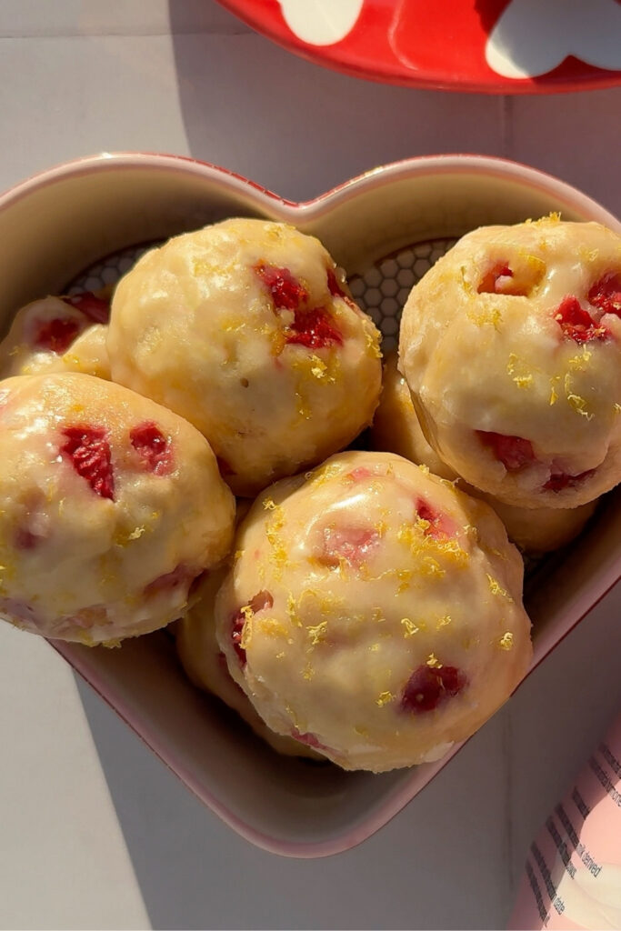 Strawberry Lemon Donut Holes made with Lifeway Kefir and Farmer Cheese