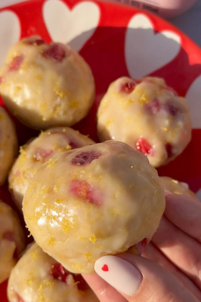 Strawberry Lemon Donut Holes made with Lifeway Kefir and Farmer Cheese