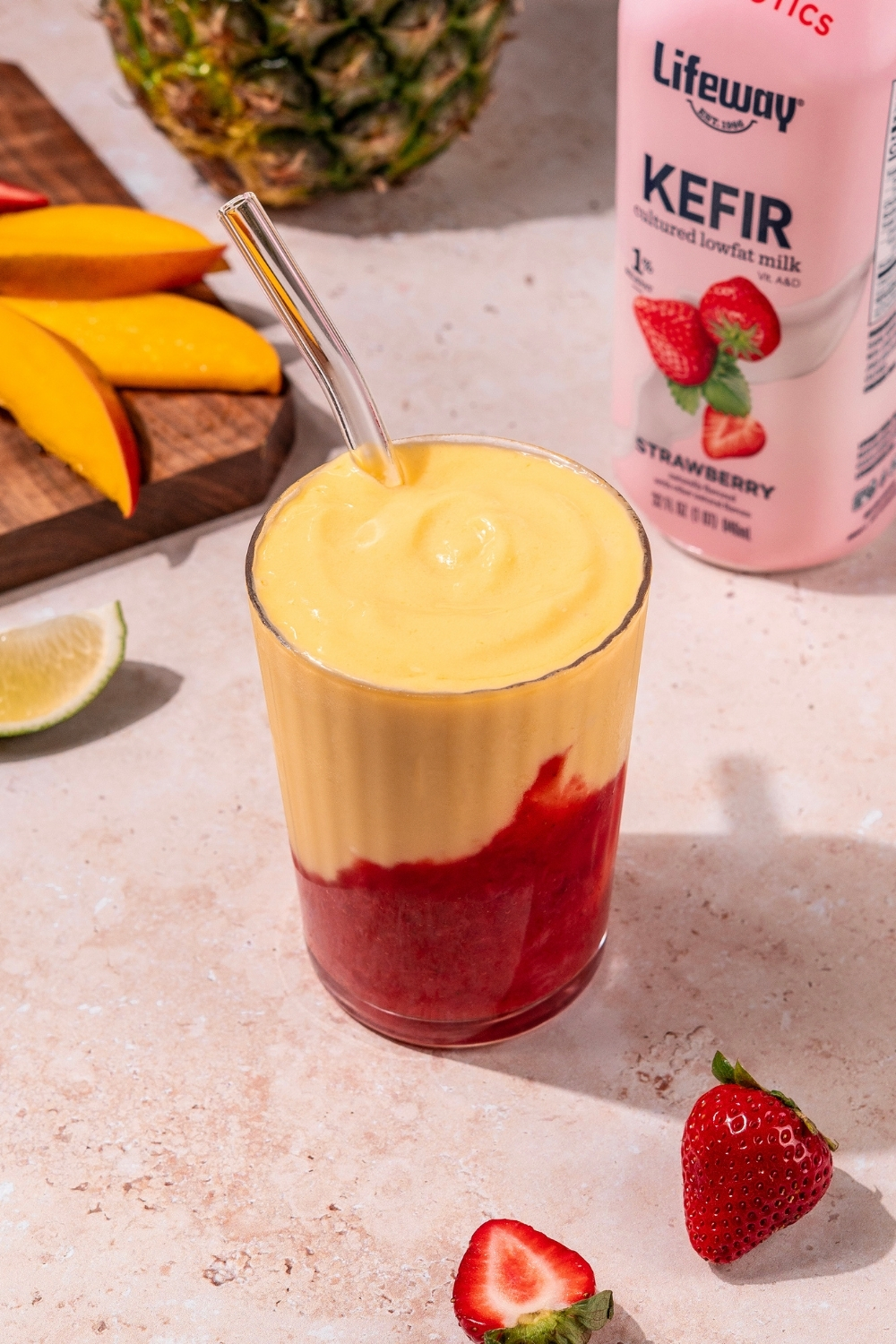 Strawberry Mango Kefir Smoothie made with Lifeway