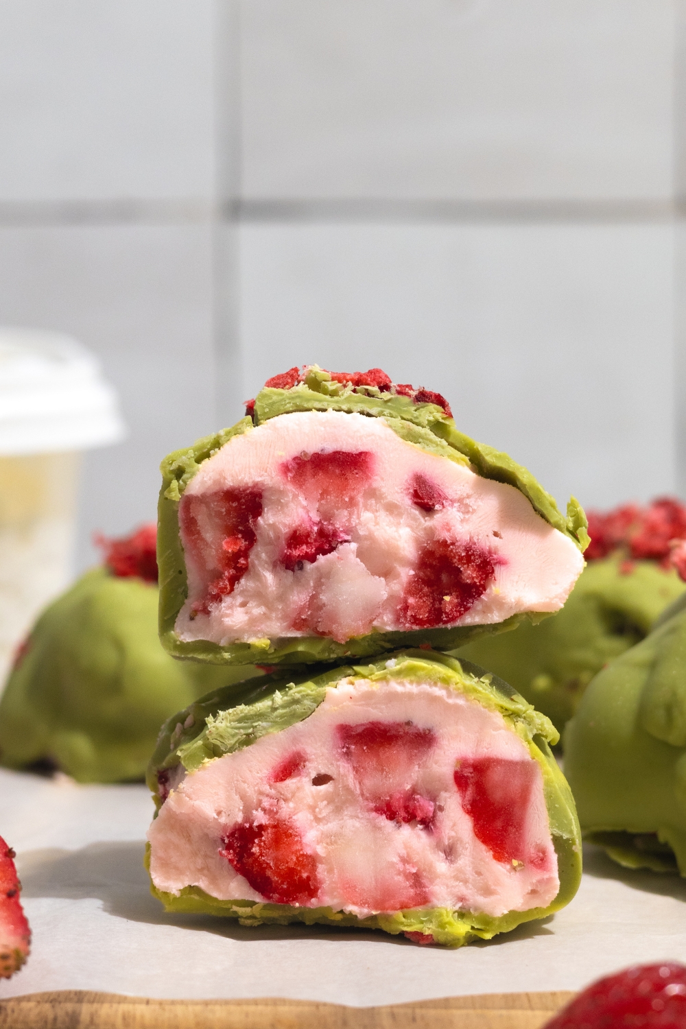 Strawberry Matcha Chocolate Clusters - Made with Lifeway Farmer Cheese