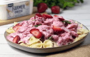 Strawberry Pasta with Lifeway Farmer Cheese