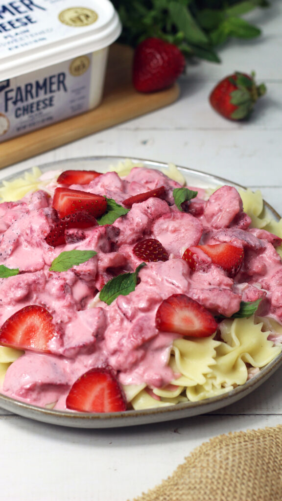 Strawberry Pasta with Farmer Cheese