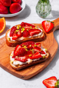 Strawberry Pistachio Toast made with Lifeway Farmer Cheese