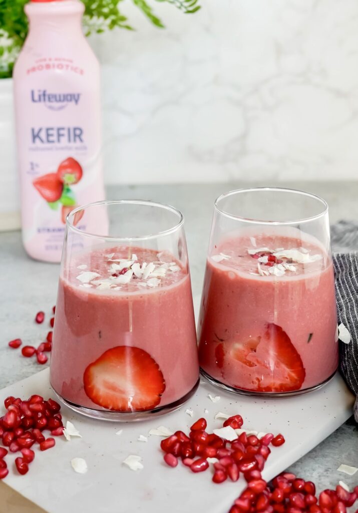 Strawberry Pomegranate Beet Smoothie made with Lifeway Kefir