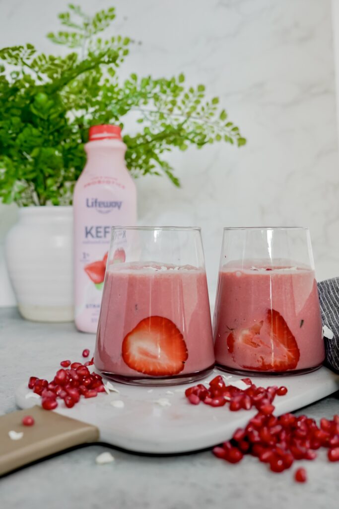 Strawberry Pomegranate Beet Smoothie made with Lifeway Kefir