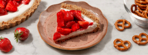 Strawberry Pretzel Pie made with Lifeway Kefir, Farmer Cheese, and Lifeway Kefir Butter